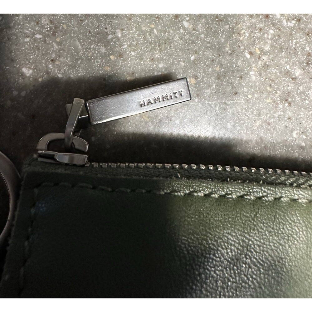 Hammitt Bryant Olive Leather Shoulder Bag Thick Shoulder Strap Silver Rivets - Picture 8 of 12